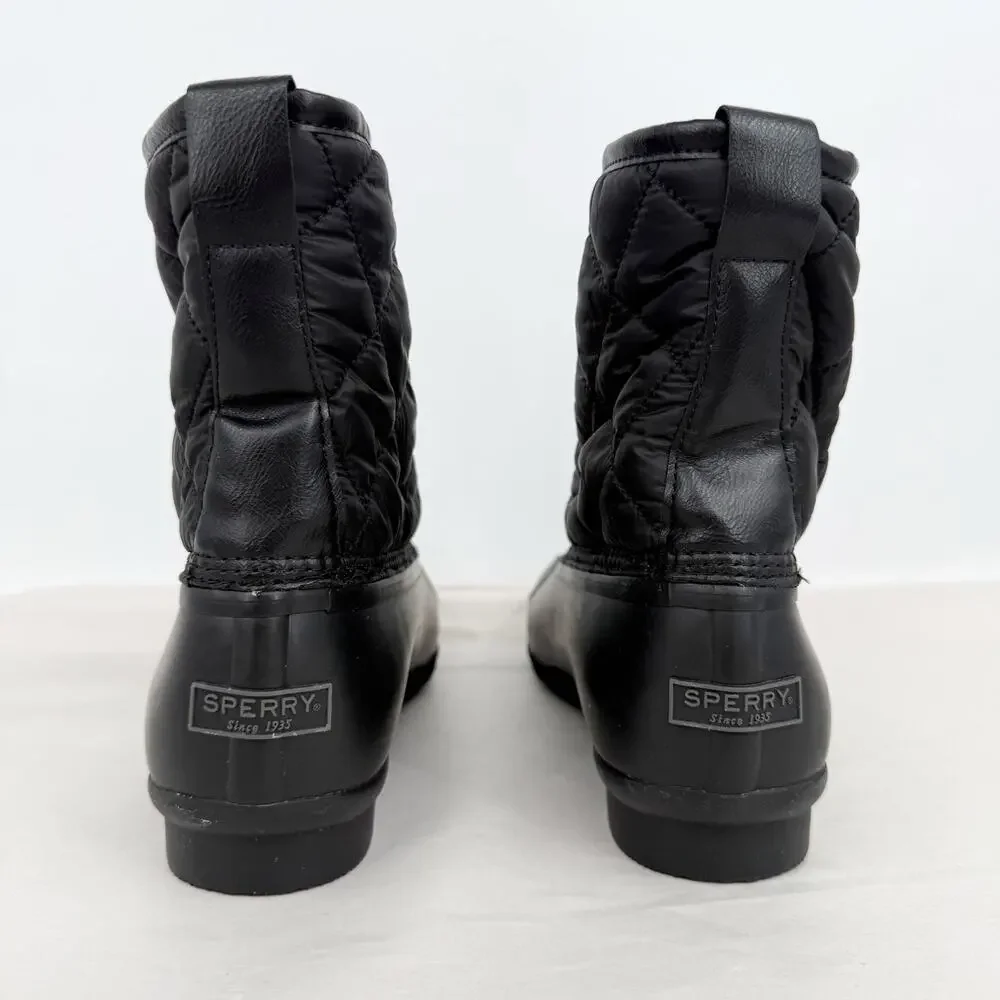 SPERRY Mens Saltwater Quilted Duck Rain Boots US 12 Black Water Resistant NWOB